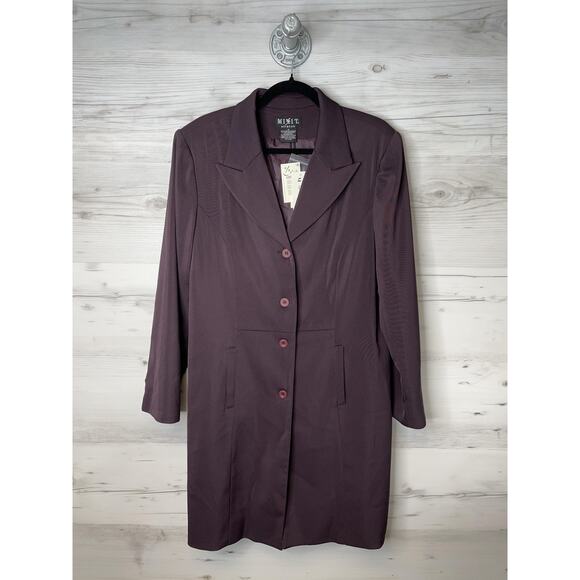 Mixit Stretch Blazer Womens 14 Grape Purple Long 4 Button Fully Lined JCPenney - Picture 1 of 9